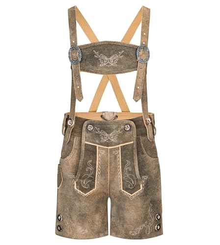 Schöneberger Trachten Couture Lederhose Kinder – Original Antik Trachtenlederhose Jungen und Mädchen, Trachtenhose aus Velour-Leder für Oktoberfest, Olli (164)