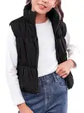 Haloumoning Mädchen Winter Weste Stehkragen Ärmellose Warme Jacke Kinder Steppweste Niedliche Oberbekleidung Leichte Weste, Schwarz, 9-10 Jahre