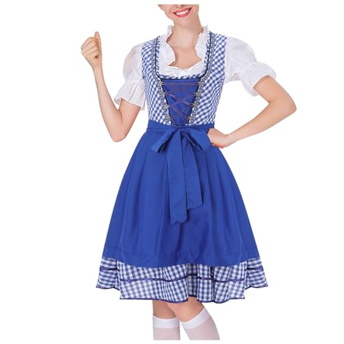 Kobilee Dirndl Damen - Set Kurzarm Trachtenbluse Blau, Tracht, Oktoberfest Schürze Midi Kurz Dirndl Rosa Trachtenrock Rot Elegant Grün Dirndlblusen Spitze Dirndlschürzen