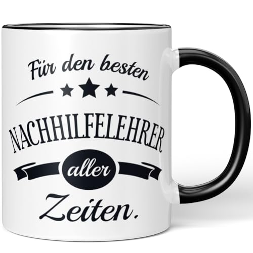 JUNIWORDS Tasse, Für den besten Nachhilfelehrer aller Zeiten, Schwarz (6094485)