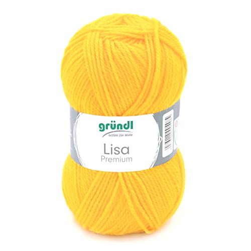 Gründl Wolle Lisa Premium Uni Strick-& Häkelgarn, 100% Polyacryl, maisgelb, 1 x 50g, 50