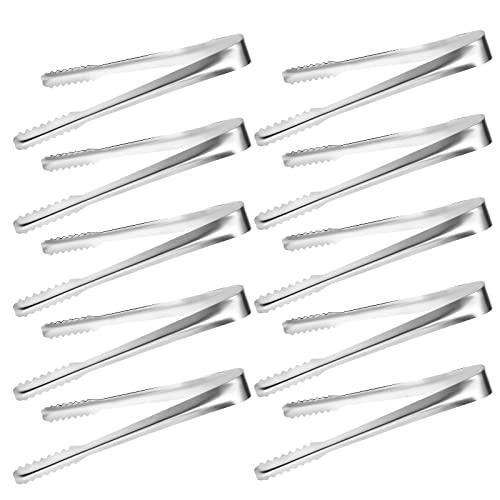 10 Stück Zuckerzange Klein, 15cm Küchenzange Süßigkeiten Zange Servierzange Edelstahl Eiszange Set Candybar Zangen für Hochzeit Bar Party (Silber)