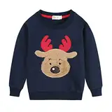 Little Hand Jungen Pullover Sweatshirt Kinder Warme Weihnachtspullover Weihnachtsmann Puli 2-7 Jahre (110, Regulär-dunkelblau)