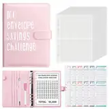 Cash Binder Spar-Herausforderung, 100 Briefumschläge Challenge Binder, Geldsparbinder Budget Planner mit Budgetblättern und Stift, A5 Umschlag-Challenge-Ordner für Büros Zuhause Schule
