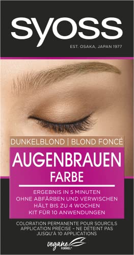 Syoss Augenbrauen Kit Augenbrauenfarbe 6-1 Dunkelblond Stufe 3 (17 ml), Augenbrauen färben für einen natürlichen Look und ein langanhaltendes Ergebnis