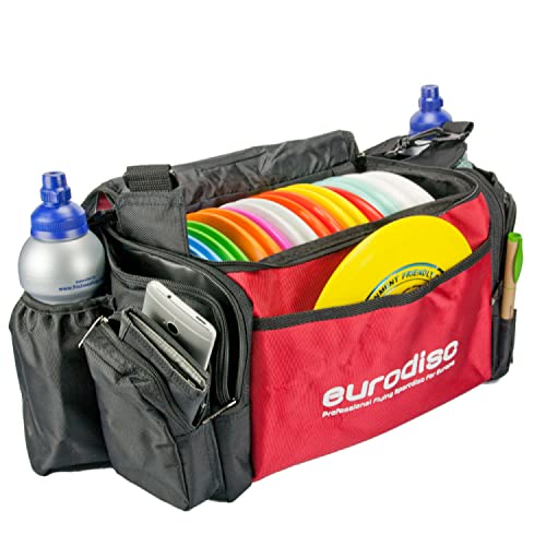 eurodisc Frisbee Disc Golf Sporttasche FATBAG | Platz für 18 Scheiben | 2 Getränkehalter | Wasserabweisendes Material | 2 Aussentaschen