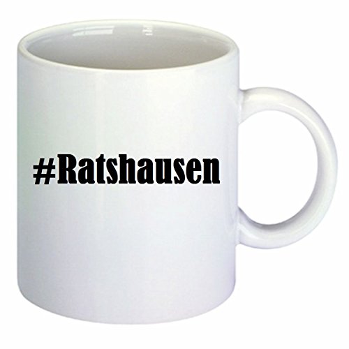 Kaffeetasse #Ratshausen Hashtag Raute Keramik Höhe 9,5cm ? 8cm in Weiß