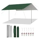 WOLTU Zeltplane Wasserdicht 3x4 m PU 3000 mm, UV-Schutzplane Tarp mit 2 Stützstangen, multifunktionale Ultraleicht Camping Plane Sonnenschutz Schnee Regen Schutz, für Picknick Wandern Hängematte