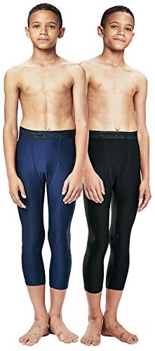 DEVOPS Jungen 2er-Pack 3/4 Kompressionsstrumpfhose Sport Leggings Hosen - - XL