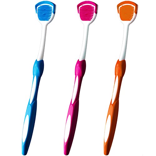 Zungenbürste, Zungenschaber, Zungenreiniger, Zungenschaberbürste, Zungenschaberreiniger, Zungenbürsten, Hilft gegen schlechten Atem, 3 Zungenschaber (Blau/Orange/Rot)