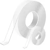 7m Doppelseitiges Klebeband Extra Stark Transparent,Abnehmbar Spurlos Double Sided Tape,2 Rollen Nano Klebeband Doppelseitig Ablösbar für Teppich, Foto Wand, Küche, Zuhause, Auto