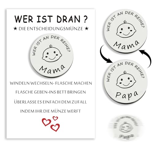 Schwangerschaft Geschenk, Geschenke zur Geburt Jungen Mädchen, Entscheidungsmünze Geschenke zur Baby Geburt Geschenkidee für Werdende Mütter Werdender Väter Neue Papa Mama Taufgeschenke (Silbrig)