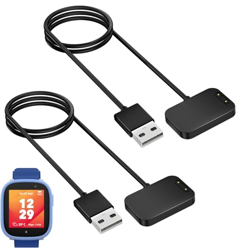 2-Stück Magnetisches Ladekabel Kompatibel mit Xplora X6, Tragbares USB-Kabel Ersatz Ladegerät Charging Cable für X6 Play/X6 Pro,Schwarz & Schwarz