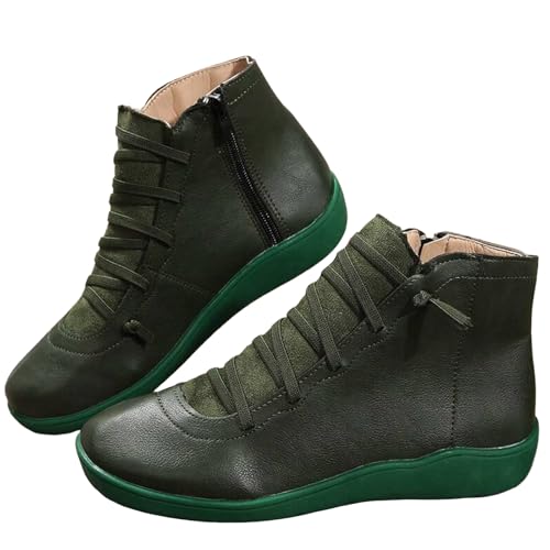 Damen Kurz Retro Stiefeletten - Herren Winter Barfußschuhe Viktorianische Stiefeletten Stylish Plateau Knöchel niedriger Absatz Breite Füße Warme Thermostiefel Chelsea Boots für Damen