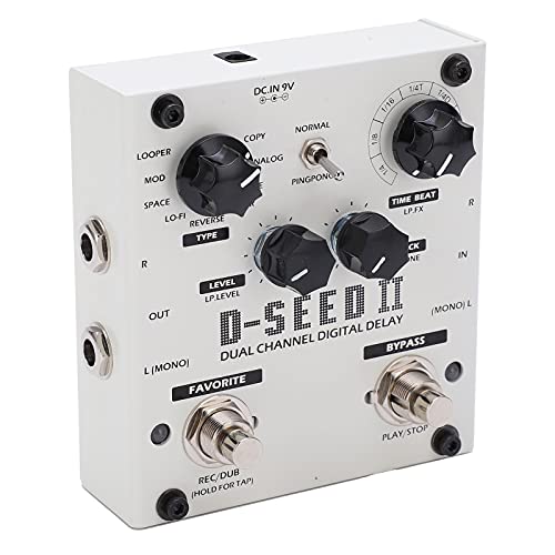 Verzögerungseffekt, LED-Lichtanzeige 6,35 mm Mono-Eingang Ausgang DC9V 220mA Stereo Delays Stompbox 2000MS zum Stimmen von E-Gitarren