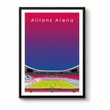 GroundDesigns FC Bayern München Fußball Geschenk Allianz ARENA Stadionkunst ungerahmt A3 Druck München