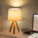 Aigostar - Nachttischlampe E14 Led Skandinavische Schirmlampe Vintage Dreibein Harz Für Schlafzimmer Wohnzimmer Weiß H31cm