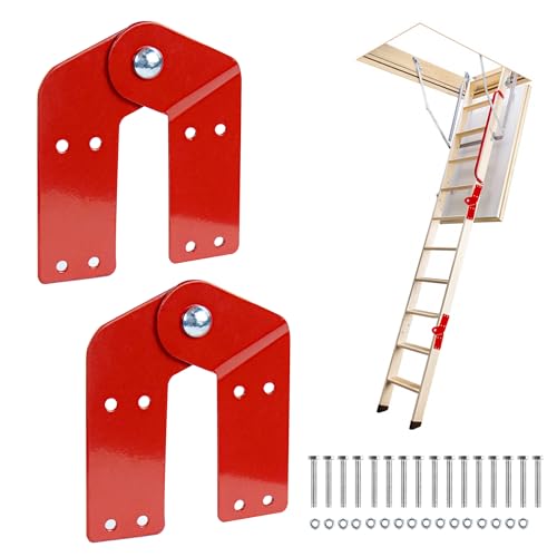 Dachbodenleiter Scharniere zum Herunterziehbare, Dachbodentreppe Ersatzteile für Aluleiter, Bodentreppe Zubehör für die Restaurierung Alten Dachbodenleitern, 2 Stück