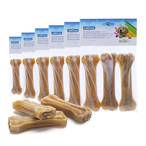 Nobleza - Hunde Kauknochen 12.5CM x 18 Stück, 100% Natürliche Rinderhautknochen und Hundeknochen für Hunde Groß, Dog Bones Proteinreiche