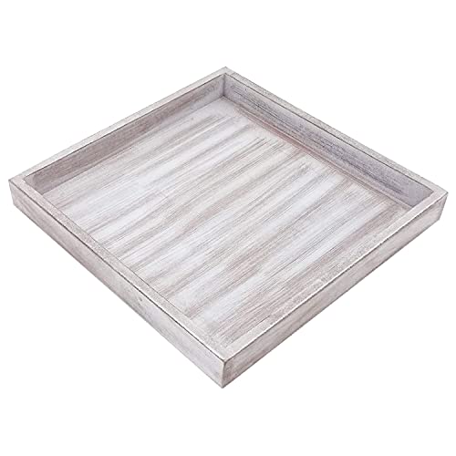 ToCi Deko-Tabletts aus Holz im Shabby Chic Vintage Look – quadratisches Holztablett 30 x 30 cm - Dekoschale & Serviertablett im Used-Look für Kerzen & Deko