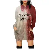 Generisch Problem Gelöst Halloween Hoodie Damen Oversize Kapuzenpullover Bedruckt Blood Langarm Kapuzenpulli Blut Verletzung Casual Pullover mit Taschen Blutspritzer Muster Oberteil