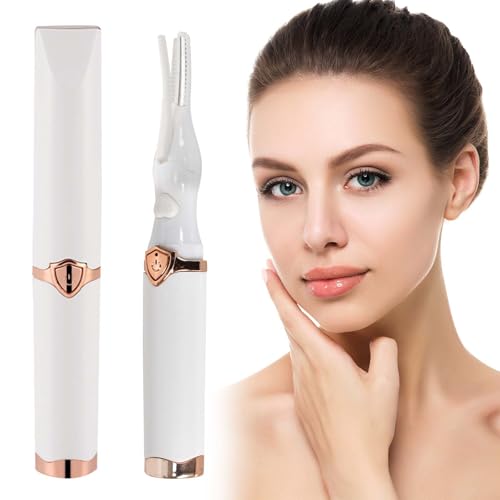 Beheizbare Wimpernzange,Elektrische Wimpernzange mit 3 Temperaturstufen,USB-Wiederaufladbare Heated Eyelash Curler,Schnelles Aufheizen in 30 Sekunden,Silikon Wimpernbürste für Echte,Falsche (Weiß)