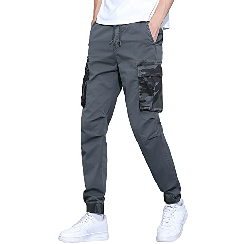 EMAlusher Arbeitshose Herren Lang Schwarz, Cargohose Herren Lang Sommer, Mit Taschen Sommerhose Casual Laufhose Pants Chinohose Männer Streetwear Freizeithose Chino Hose Funky Trekkinghose Stoffhose