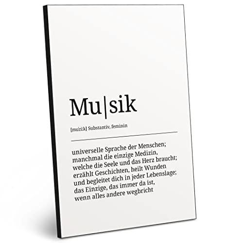 ARTFAVES® Worterklärung Musik | Definition Bild schwarz-weiss als Geschenk | Holzschild mit Spruch zum Thema Hobby/Musik