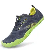 SAGUARO Barfussschuhe Herren mit Zehen Sohle Breathable Trail Laufschuhe Damen Weich Faltbar Fitnessschuhe Outdoor Sport Trekking Walking Schuhe Blau Gr.45