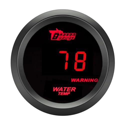 ETOPARS Universelle Auto Wassertemperaturanzeige 2Zoll 52mm Auto Wassertemperatur Messgerät Digitales Celsius Wasser Temperatur Anzeige Rot Lichtanzeige Instrument Rauchtönung Len