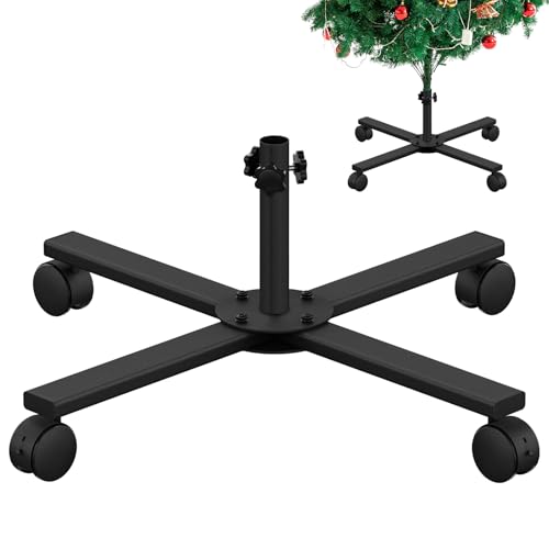 Mordx Weihnachtsbaumständer mit Gummirollen , Faltbarer Metall Weihnachtsbaumständer, Ständer für künstliche Weihnachtsbäume, Weihnachtsdekorationen (40cm,ø 2.4 cm)