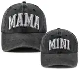 Goyklrb 2 x passende Baseballkappe für Mama und Mädchen, verstellbare Baumwolle, bestickt, Eltern-Kind-Mütze, Schwarz bestickt, Einheitsgröße