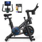 MERACH Heimtrainer Fahrrad, Leises Hometrainer Fahrrad mit Verbessertem LCD-Monitor, Spinning Bike Indoor mit Verstellbarem Widerstand für Kardio-Training zu Hause, Mit Eigener App, Bis 136 KG