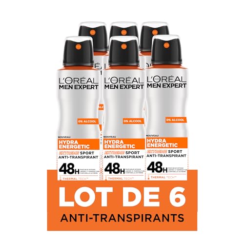 L'Oréal Men Expert Hydra Energetic Deodorant Spray Anti-Transpirant Extreme Sport – 6 x 150 ml
