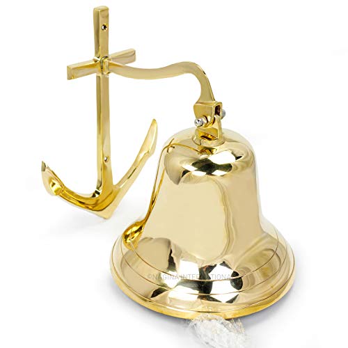 Nagina International Ships Bell - Large - Solid Brass W/mounting Bracket NEW