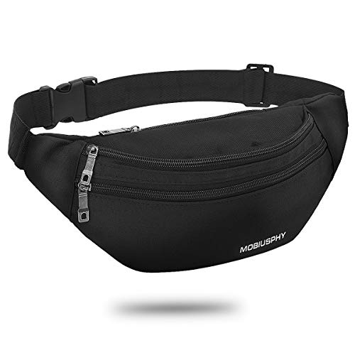 MOBIUSPHY Bauchtasche Damen Herren Gürteltasche Hüfttasche Handytasche Sport Laufgürtel, Schwarz