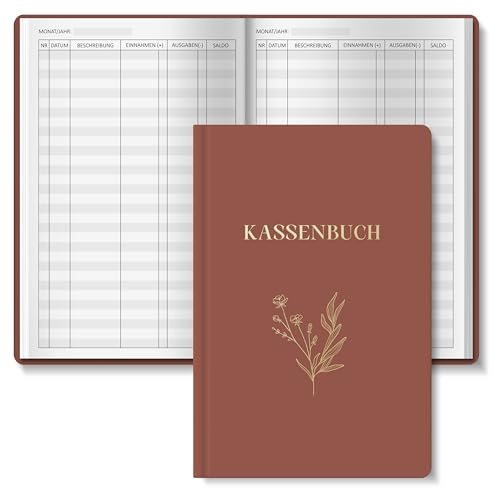 BIROYAL Kassenbuch A5, 128 Seiten Haushaltsbuch zur Eintragung, Finanzplaner & Ausgaben Tracker | Budgetplaner & Einnahmen Ausgaben Buch | Kassenbücher für Kleinunternehmer und Selbständige (Rot)