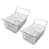 Gehäuse -Gefrierenträger Organizer, Resistente Körbe des Weißen Gefrierschranklagerdrahtes 2 Pces zu Rostsicheren mit Manschetten für die Küche (50x27cm / 19.7x10.6in)