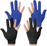 2 Paar Billardhandschuhe Billardzimmer Professionelle atmungsaktive elastische High-End-Unisex-Dreifingerhandschuhe für die Linke und rechte Hand