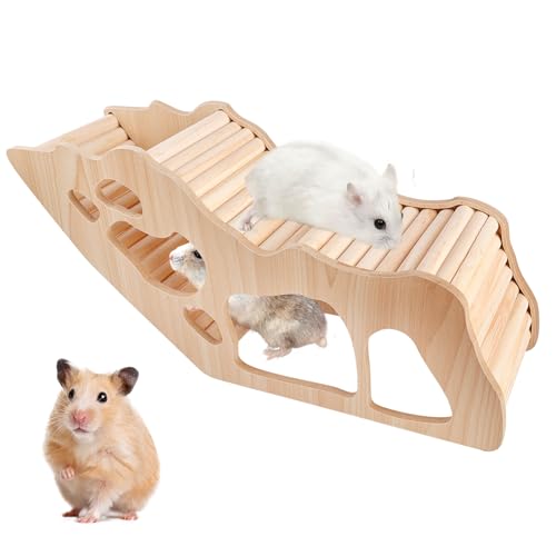 BYZESTY Hamster Haus, Hamster Haus aus Holz, Hamster Tunnel, Hamsterhaus Hamster Versteck, Watchbox Hamster, Zwerghamster Zubehör für Den Käfig für Rennmäuse Ratten Meerschweinchen