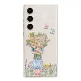 Rnrieyta Miagon Kreativ Blume Hülle für Samsung Galaxy A34 5G,Schmetterling Blätter Blumen Flower Serie Schutzhülle Transparentes Weich TPU Cover Dünne Kratzfeste Silikon Gel