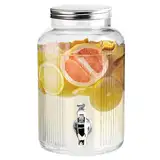 The Vintage Company Getränkespender aus Glas mit Zapfhahn, 5,5 Liter Fassungsvermögen, sicherer Schraubdeckel, breiter Flaschenhals/Retro Glas Design, perfekt für Wasser, Saft, Cocktails & mehr