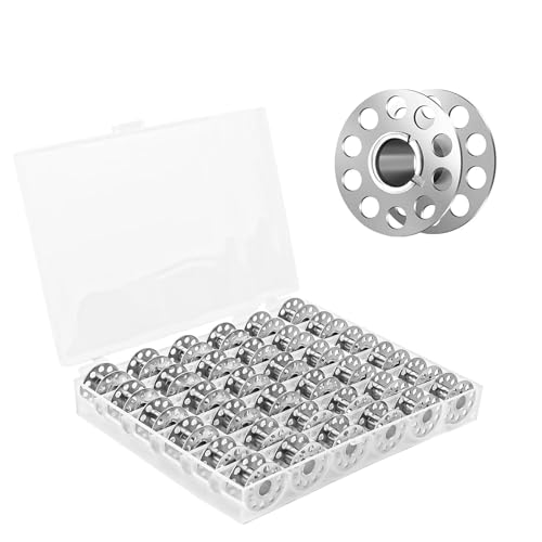 PARFCO Spulen Nähmaschine, 36 Stück Metall Unterfadenspulen, Leere Spule, mit Transparenter Spulenbox, 7 mm Innendurchmesser, Nähmaschinenspulen, Nähmaschinen Zubehör, für Nähen, DIY-Projekte