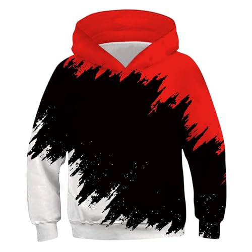 Jungen Kapuzenpullover Mode 3D-Print Hoodie Sweatshirt mit Kapuze Teenager Sportshirt Langarm Kinder Kleidung Coole Hoodies Pullover Sweatshirts Herbst Winter Outlet Angebote Sale Rot 13 Jahre