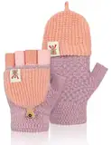 Becellen Handschuhe Kinder, Winter Fingerlose Handschuhe Warme Winterhandschuhe Gestrickt Fäustlinge Kinderhandschuhe für 5-11 Jahre alt Jungen Mädchen