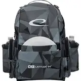 Latitude 64° Swift Disc Golf-Rucksack | Für bis zu 15 Discs | Inkl. 2 Flaschenhalter | Fractured Camo | Mit Seitentaschen | Leicht und strapazierfähig