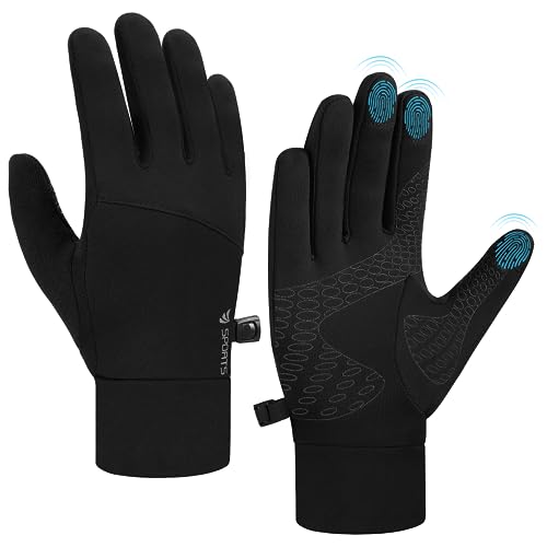 anqier Touchscreen Handschuhe Herren Damen Rutschfest Winddicht Fahrradhandschuhe Thermo Winterhandschuhe softshell handschuhe für Radfahren Laufen Fahren Joggen Skifahren Schwarz