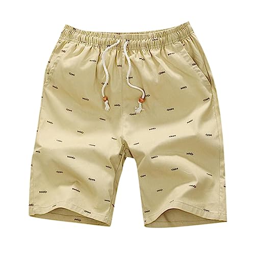 Sommer Mode Straße Strand Gerade Gerade Einfarbig Casual Lose Sport Tasche Dünne Männer der Sieben Punkt Shorts Sporthosen Kurz Herren Herren Sport Latzhose Herren Jeans Schlafanzughose (Khaki, L)