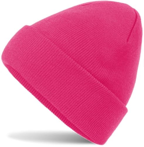 Hatstar Neon Beanie | zum Kostüm für Karneval Fasching 80er 90er Jahre Party | Damen Mütze - Herren Wintermütze Strickmütze (neon pink)