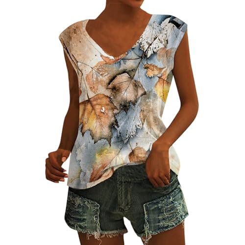 SCBFDI Oberteil Damen Shirt Damen Elegant Sommer Oberteile Damen Long Tops für Damen Crop Top Trägershirts Damen Damen T Shirts Sommer Boho Kleidung Damen Yoga Top Damen Crop Top Beige 2XL